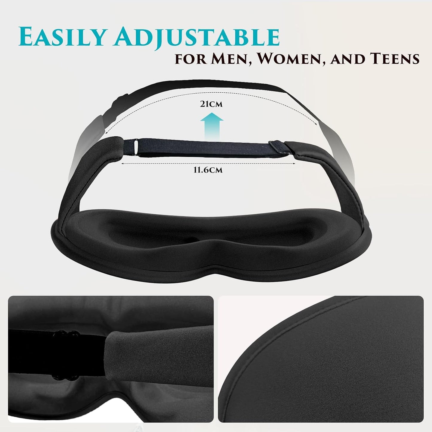 Weighted Eye Mask Cover for Sleeping - Eye Masks for Sleep with Adjustable Strap, Lash Extension Eye Covers for Women Men, 3D Contoured, Plane Travel Essentials, Blindfold for Meditation