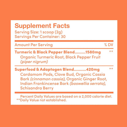 Further Food Superfood Turmeric Root Powder, Golden Milk Blend, 2.12 Oz