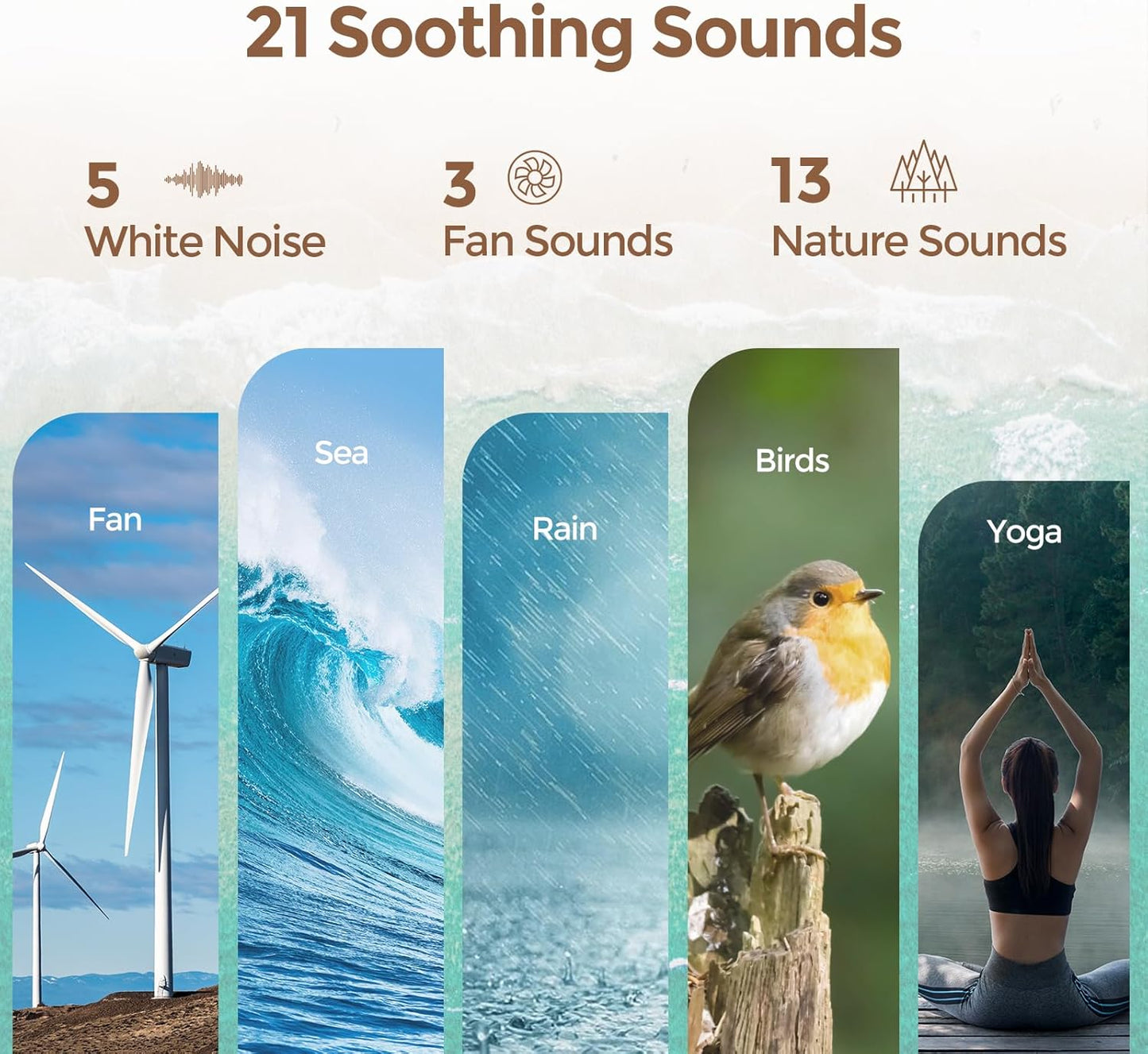 ANJANK White Noise Sound Machine Alarm Clock with Bluetooth Speaker, 21 Relaxing Sounds, 7 Night Lights,0-100% Dimmer/Sleep Timer/30-Level Volume Control,Sound Machine for Kids Adults Sleeping,Bedroom