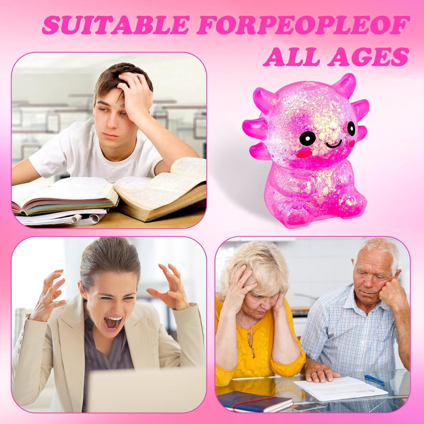 Axolotl Stress Balls for Adults, Squishy Axolotl Figurines Sensory Ball