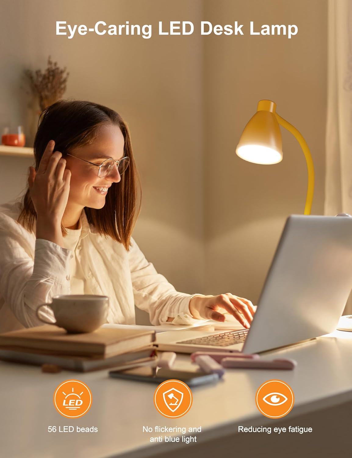 BOHON LED Desk Lamp with USB Charging Port 3 Color Modes Dimmable, Black
