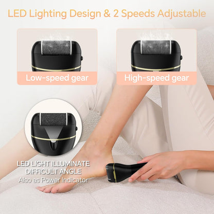 Electric Foot Callus Remover Rechargeable - 12 in 1 Pedicure Kit with 3 Rollers, Portable Foot File Scrubber for Dead Skin Removal, Waterproof & Painless, Home Foot Care Tool (5680-pink)