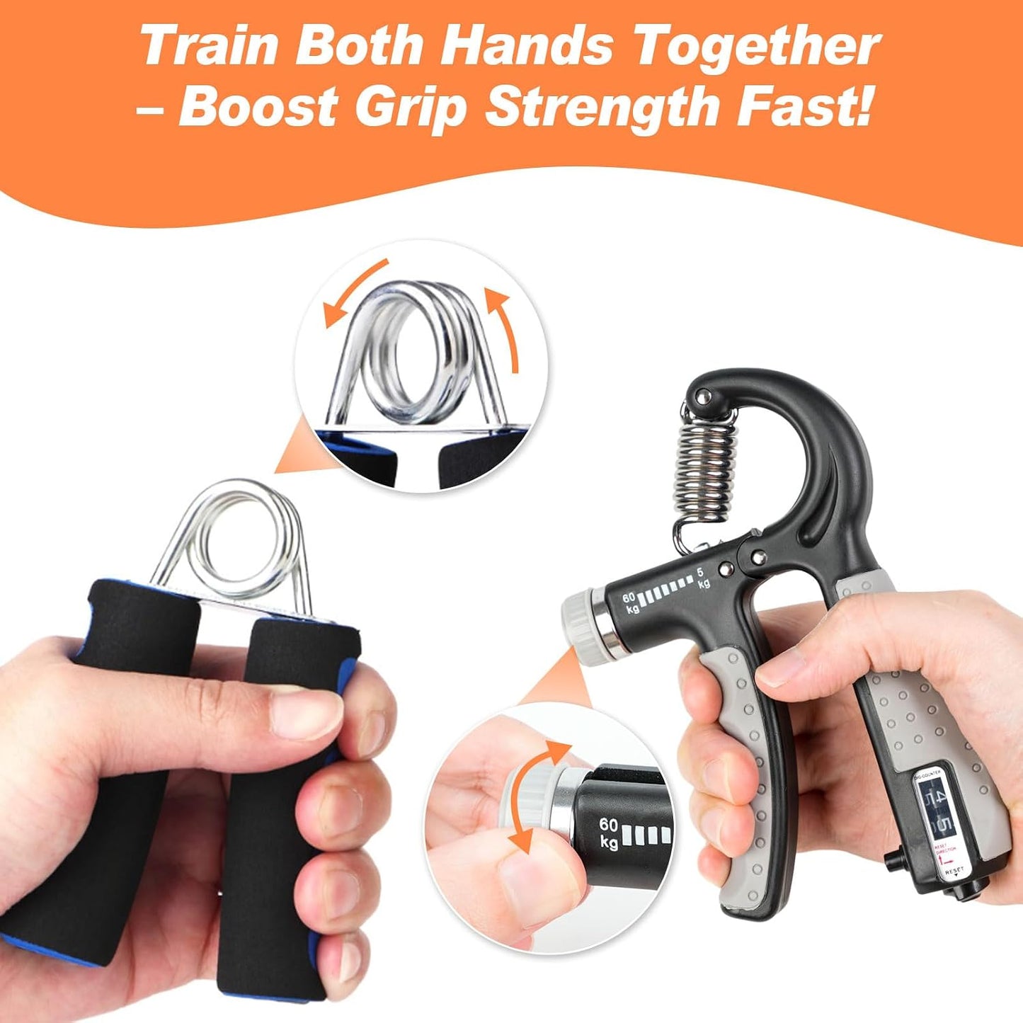 CYFIE Grip Strength Trainer Kit, Adjustable Hand Gripper Strengthener, Forearm Strengthener & Finger Exerciser Set with Finger Stretcher, Stress Ball & Grip Ring for Athletes, Rock Climbing & Rehab
