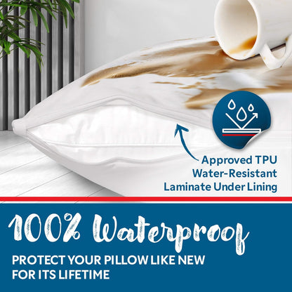 Guardmax Jersey Knitted Pillow Protector with Zipper Standard Size - 4 Pack -100% Waterproof, Bed Bug Proof, Dust Mite Proof, & Hypoallergenic Pillow Covers - Premium Zippered Pillow Cases. (20 X 26)