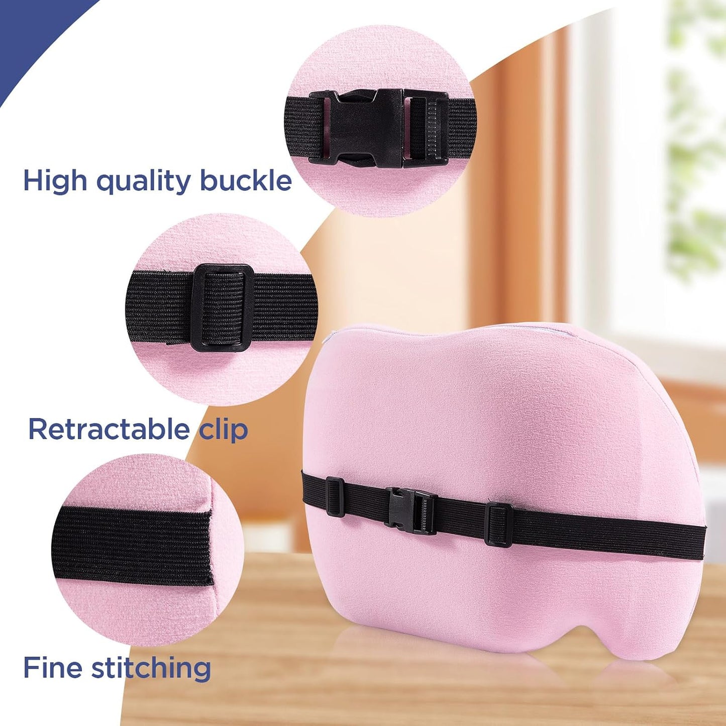Lumbar Support Pillow for Office Chair, Car Lumbar Pillow Lower Back Pain Relief, Memory Foam Back Cushion with 4D Mesh Cover and Adjustable Straps, Ergonomic Chair Back Pillow for Car,Bed, Gaming
