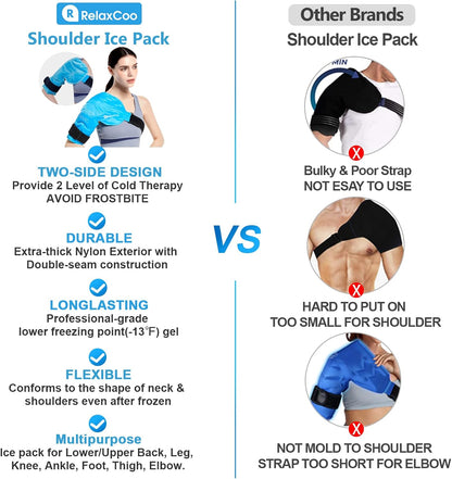RelaxCoo Ice Pack for Knee Pain Relief, Reusable Gel Ice Wrap for Leg Injuries, Swelling, Knee Replacement Surgery, Cold Compress Therapy for Arthritis, Meniscus Tear and ACL Blue