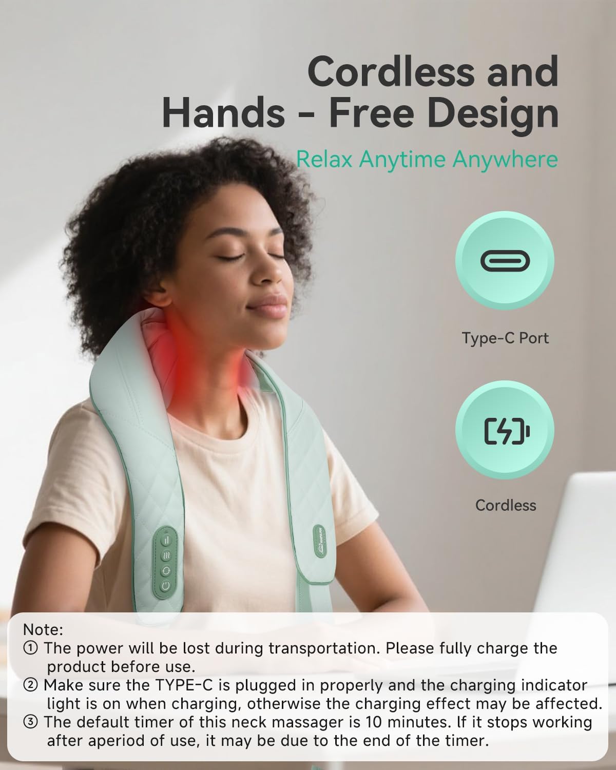 Snailax Cordless Neck Massager with Heat for Pain Relief Deep Tissue, 4D Kneading,Rechargeable Shiatsu Back Neck Massager for Neck, Shoulders Back，Gift for Father