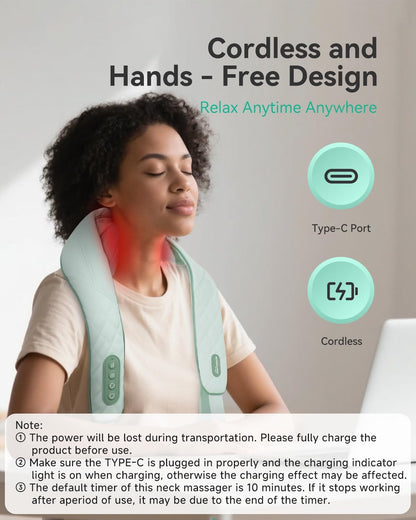 Snailax Cordless Neck Massager with Heat for Pain Relief Deep Tissue, 4D Kneading,Rechargeable Shiatsu Back Neck Massager for Neck, Shoulders Back，Gift for Father