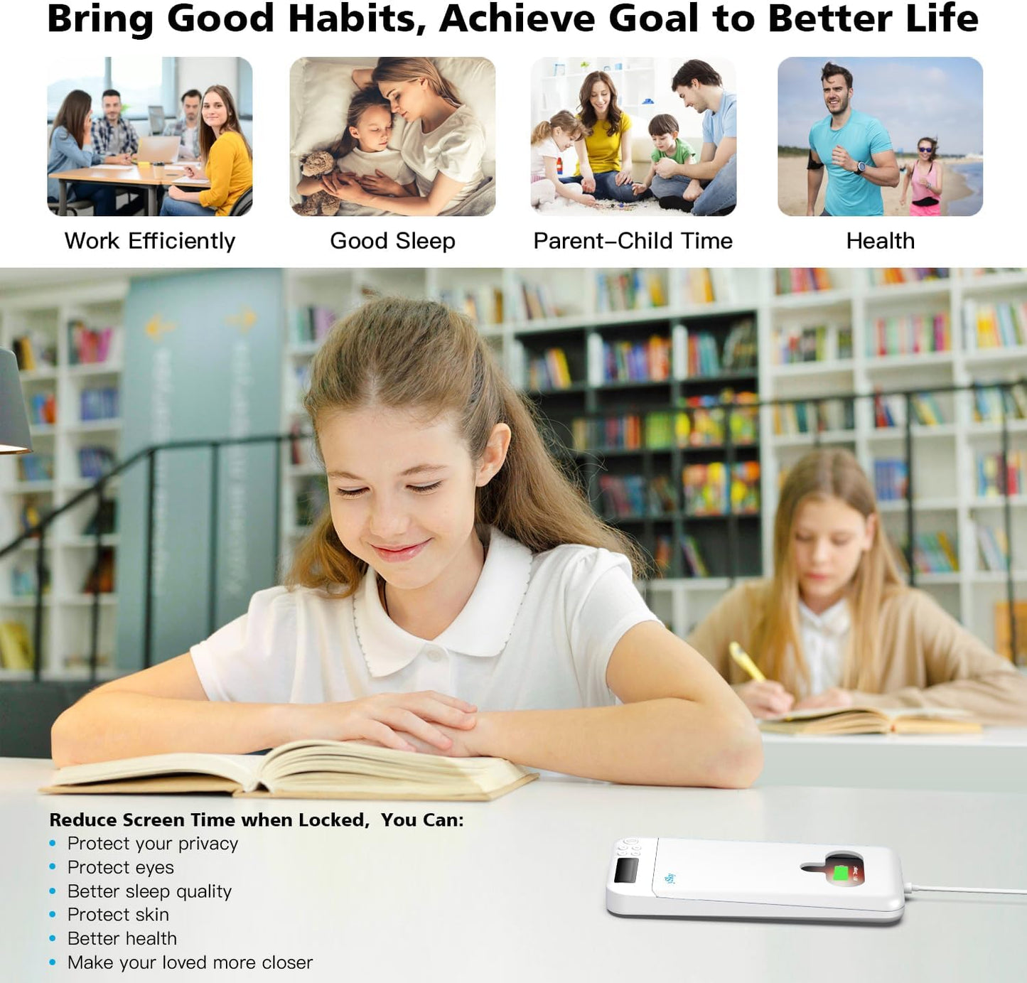 ySky Timed Lock Box, Portable Phone Locker with Self-Control Timer for iPhone, Android, Helping Kids, Students, Adults Focus Back, Mobile Phone Addiction Control (Green)