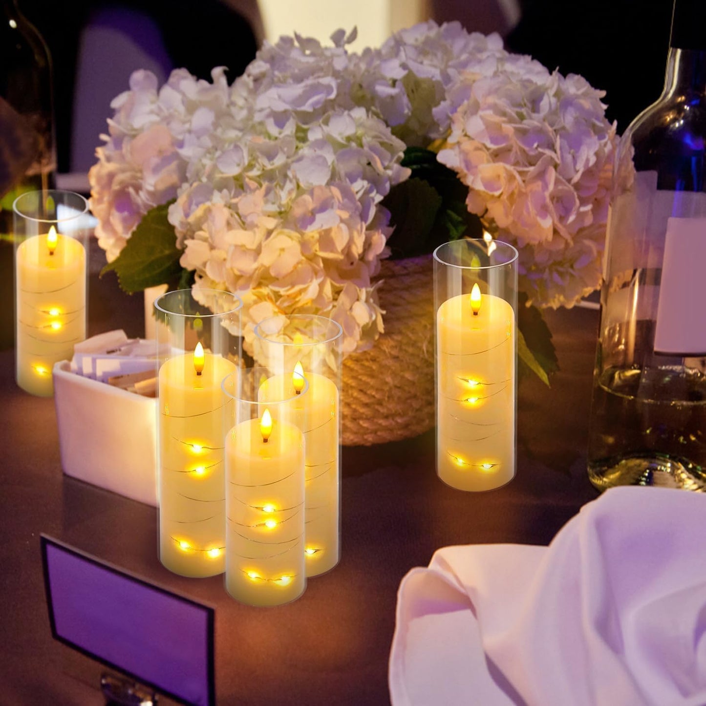 YOROXRG Set of 24 Waterproof Outdoor Flameless Candles, LED Candles with 4 Remote and Timer,(H 4" 5" 6" x D 2.2"),for Halloween Wedding Festiv