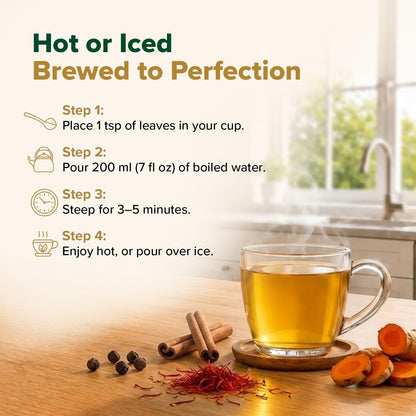 VAHDAM Turmeric Saffron Tea (3.53 oz| 50+ Cups) Caffeine Free Herbal Tea