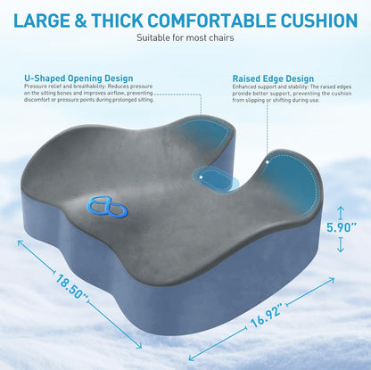 BlissTrends Seat Cushion with Velvet Cover, Thick Memory Foam Cushions for Office Chair, Car Seat, Airplane, Relieving Pressure Tailbone Sciatica Back Pain for Long Sitting, Car Drivers 4.7in Black