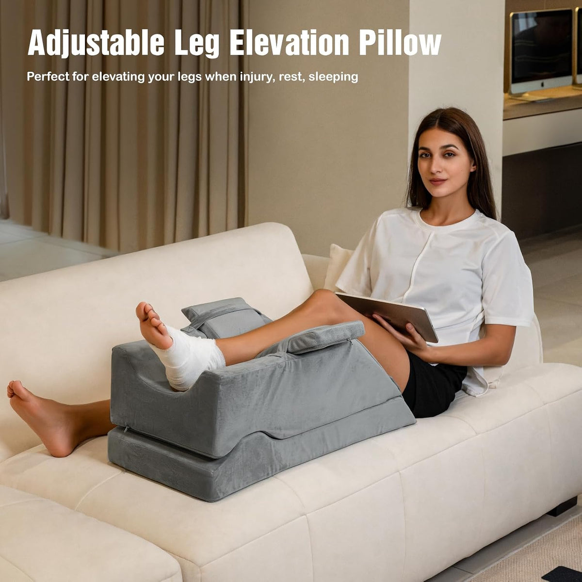 LightEase Memory Foam Leg Support and Elevation Pillow for After Surgery