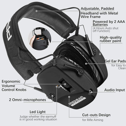 PROHEAR Electronic Ear Protection for Shooting with 4X Sound Amplification, Gun Range Hearing Protection Muffs, NRR 23dB Noise Reduction Headphones for Hunting, Green
