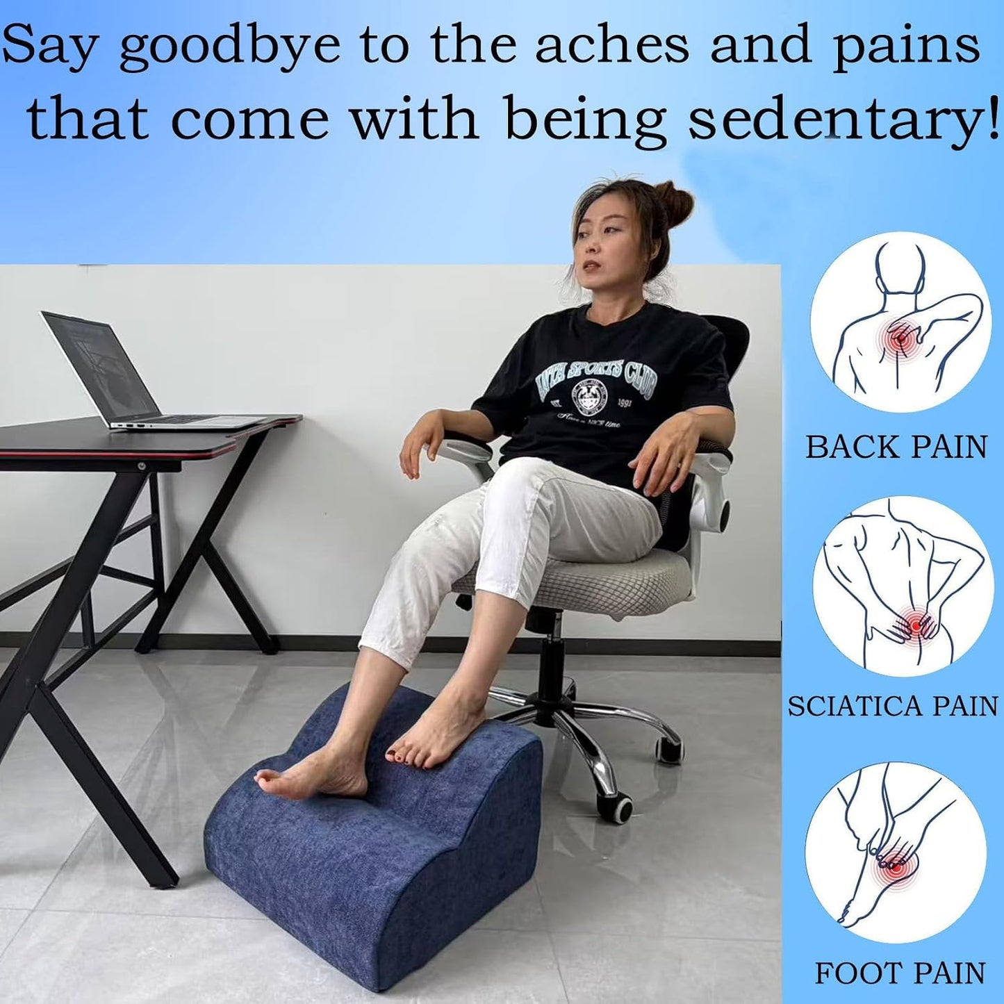 Foot Rest for Under Desk at Work.Multifunctional 3-Tier Foot Stool,with Washable Footrest.for Under Desk,Office Chair Gaming Chair & Sofa,Leg Elevation Pillow,Supports Posture -Dark Grey