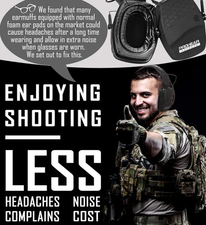 PROHEAR Electronic Ear Protection for Shooting with 4X Sound Amplification, Gun Range Hearing Protection Muffs, NRR 23dB Noise Reduction Headphones for Hunting, Green