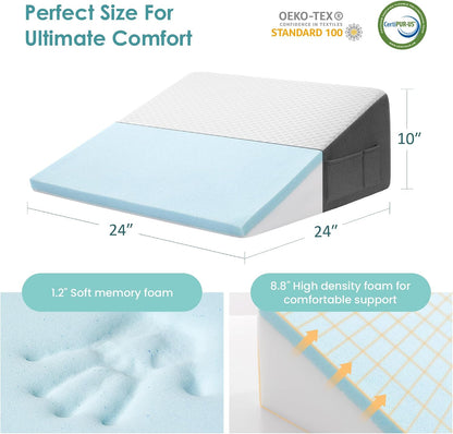 Cozymaker 7.5-inch Bed Wedge Pillow for Sleeping Back Support Pain Relief