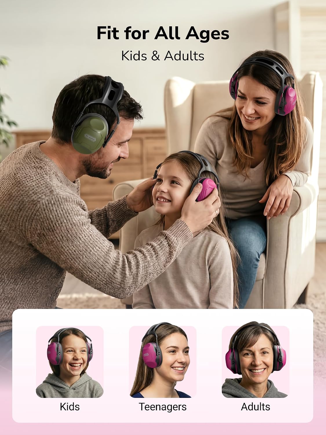 Dr.meter Ear Protection Ear Muffs, Noise Cancelling Headphones for Adults Kids 31dB Earmuffs for Noise Reduction, Hearing Protection for Shooting Gun Range, Mowing, Monster Jam, Sensory, Fireworks