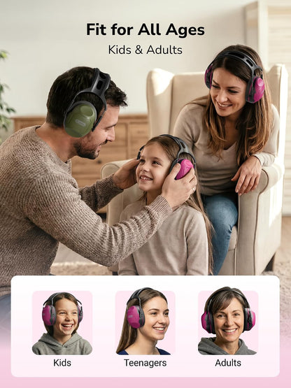 Dr.meter Ear Protection Ear Muffs, Noise Cancelling Headphones for Adults Kids 31dB Earmuffs for Noise Reduction, Hearing Protection for Shooting Gun Range, Mowing, Monster Jam, Sensory, Fireworks