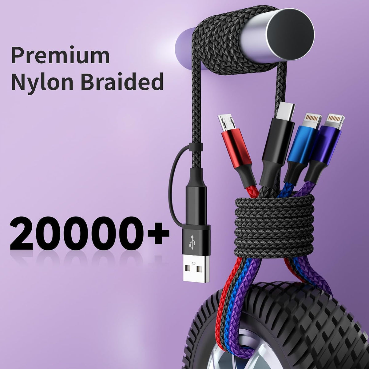 4 in 1 Multi Charging Cable, 5FT Charging Cords for Multiple Devices