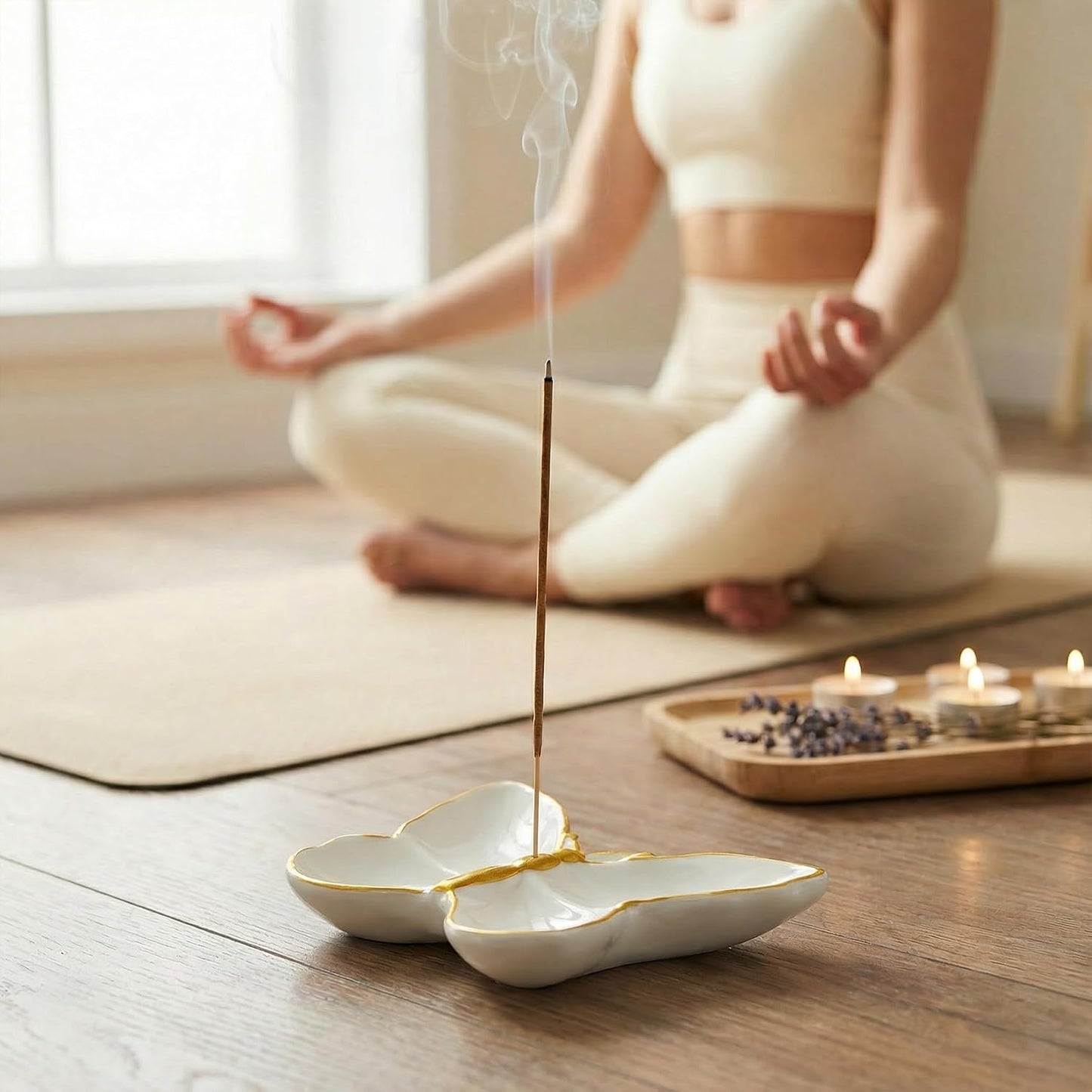 Frog Incense Holder for Sticks, Handmade Ceramic Holder for Burning Sage Sticks, Palo Santo, Cone and Backflow, Incense Burner for Meditation Room Home Decor, Frog Spiritual Gifts for Women