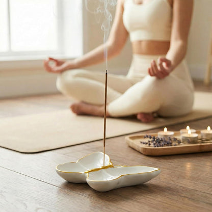 Frog Incense Holder for Sticks, Handmade Ceramic Holder for Burning Sage Sticks, Palo Santo, Cone and Backflow, Incense Burner for Meditation Room Home Decor, Frog Spiritual Gifts for Women