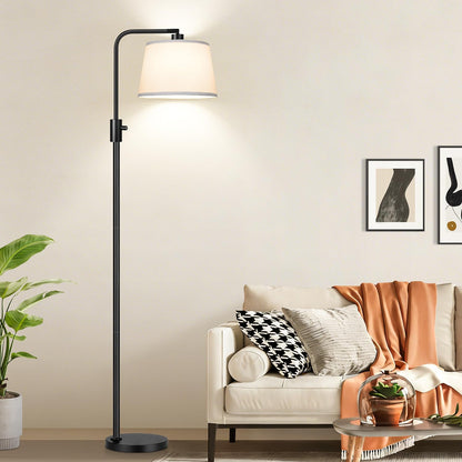 【Upgraded】 Dimmable Floor Lamp, 1000 Lumens LED Edison Bulb Included, Arc Floor Lamps for Living Room Modern Standing Lamp with Linen Shade, Tall Lamp for Bedroom Office Dining Room- Black