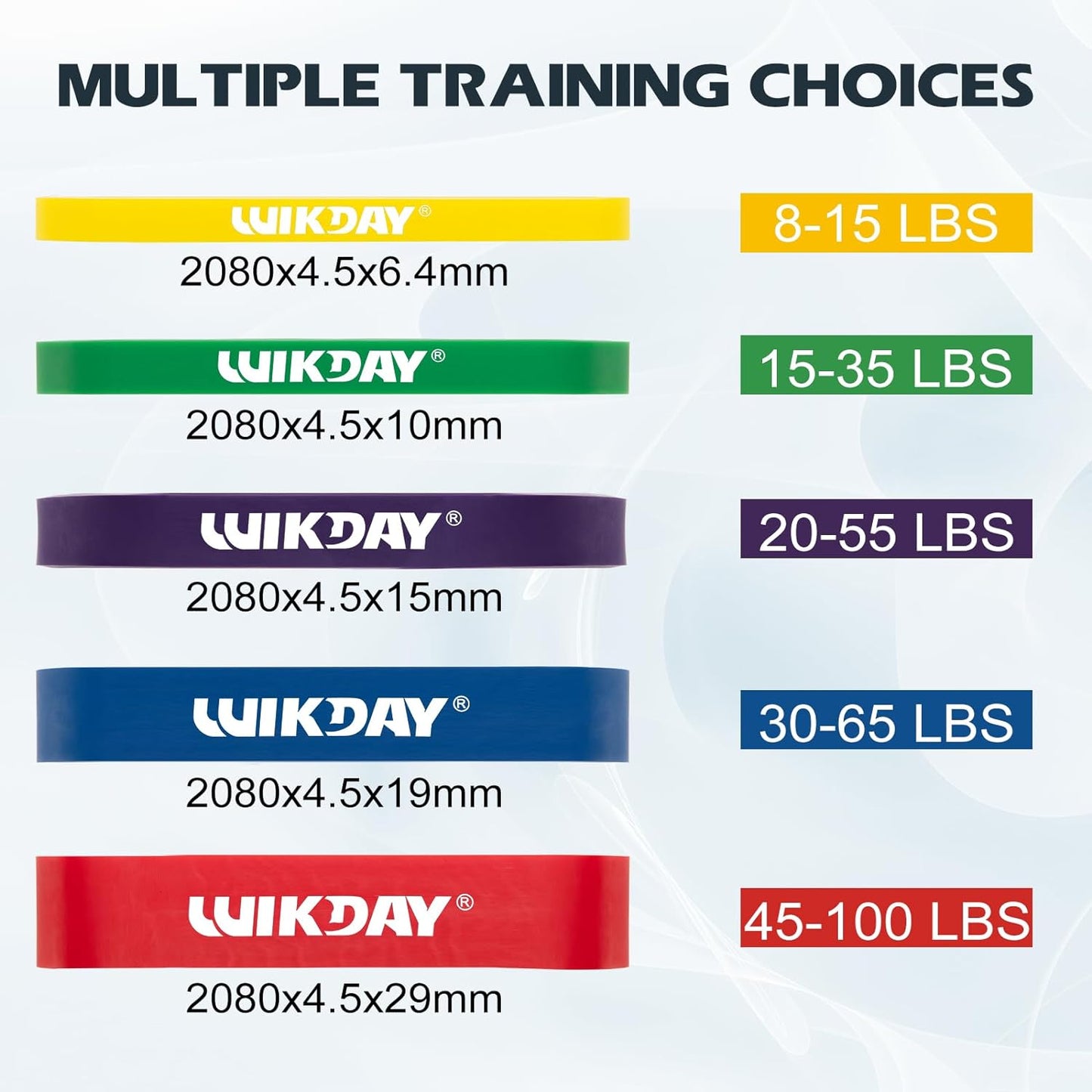 WIKDAY Resistance Bands for Working Out, Exercise Bands, Workout Bands, Pull Up Assistance Bands for Body Stretching Training Physical Therapy Muscle Training for Men & Women