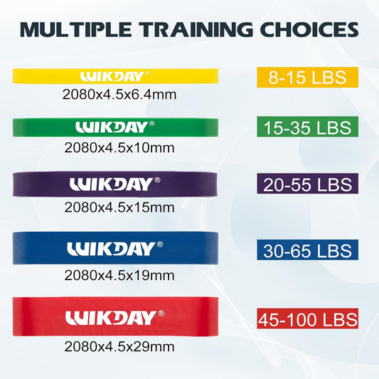 WIKDAY Resistance Bands for Working Out, Exercise Bands, Workout Bands, Pull Up Assistance Bands for Body Stretching Training Physical Therapy Muscle Training for Men & Women