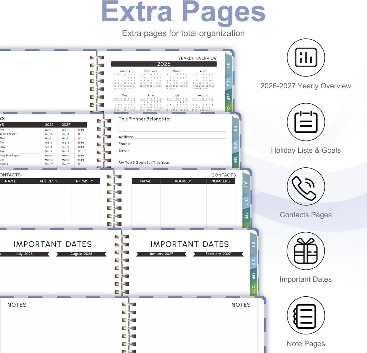 Planner 2026-2027, Weekly and Monthly Calendar Planner, JUL 2026 - JUN 2027 | Academic Year, Daily Agenda Book, A5(6.3'' x 8.5''), Sprial Bound, Inner Pocket, Office School Use