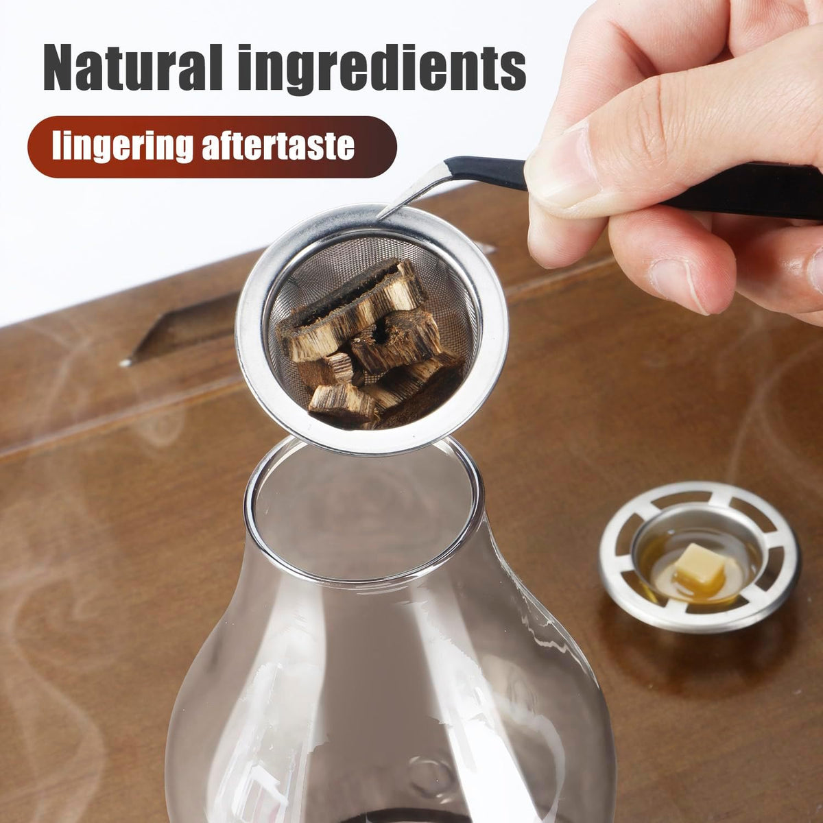 Glass Incense Holder for Sticks, Wooden Incense Stick Holder with Ash Catcher, Modern Insence-Stick Holder, Anti-Ash Flying Incent Holder for Yoga Spa Meditation Zen Home Decor (Transparent)