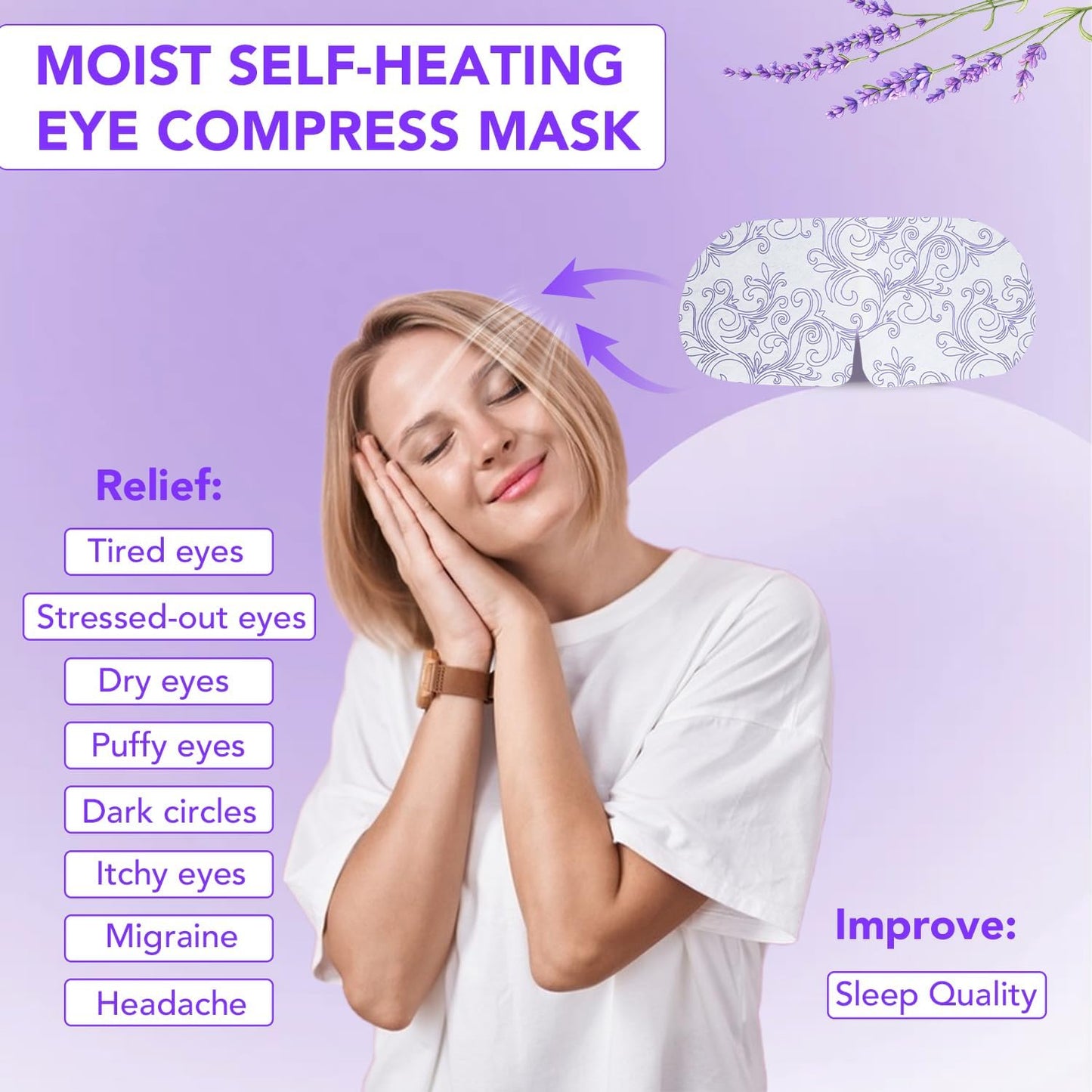 XPCARE 24 Pack Steam Eye Masks for Dry Eyes, Self Heated Steam Warm Eye Mask, Disposable Heated Eye Mask for Dark Circles, Puffy Eyes, Relief Stress Eye Fatigue (Unscented)