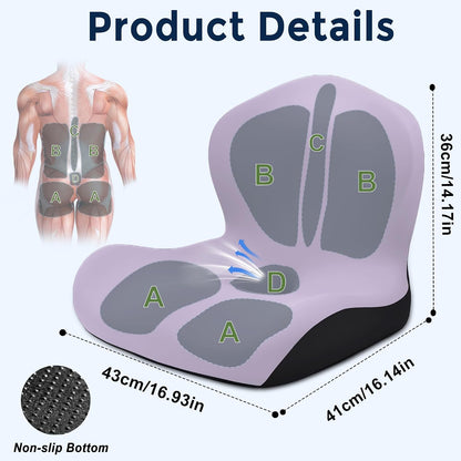 Seat Cushion for Office Chair and Car, L-Shaped Ergonomic Car Seat Cushions, Memory Foam Chair Cushion, Lumbar Support Pillow for Wheelchair, Car, Home, Office, Desk, Black