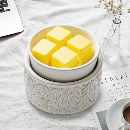 EQUSUPRO Wax Melt Warmer for Scented Wax Melts 3-in-1 Electric Ceramic Candle Wax Warmer Burner Fragrance Wax Melter for Home Office Bedroom Gift & Decor (Leaf)