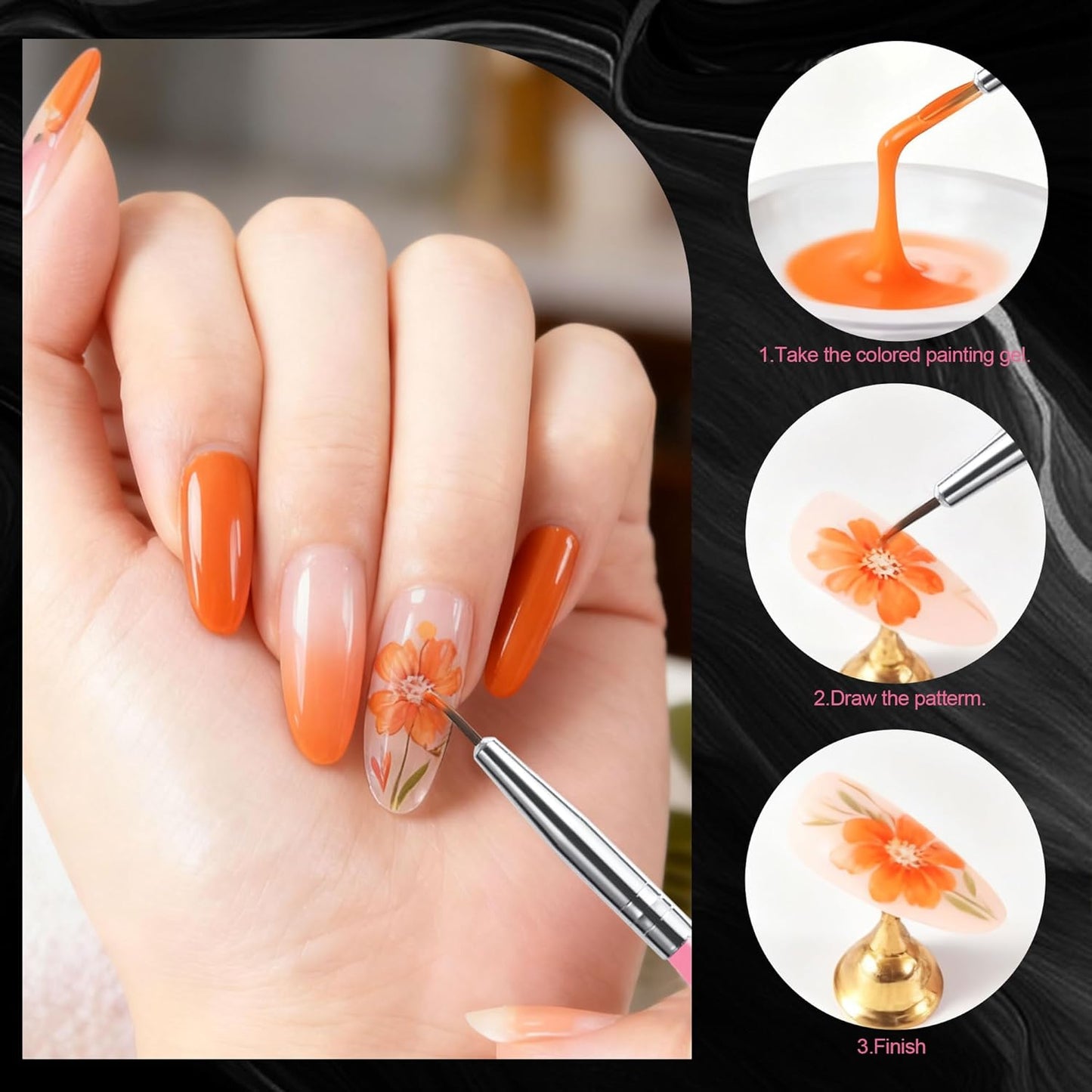 Artdone 31pcs Nail Art Brushes, Nail Art Tool Set, Dotting Tools, Dust Brush,Striping Brushes for Long Lines, Drawing Pen For Gel Polish Design supply