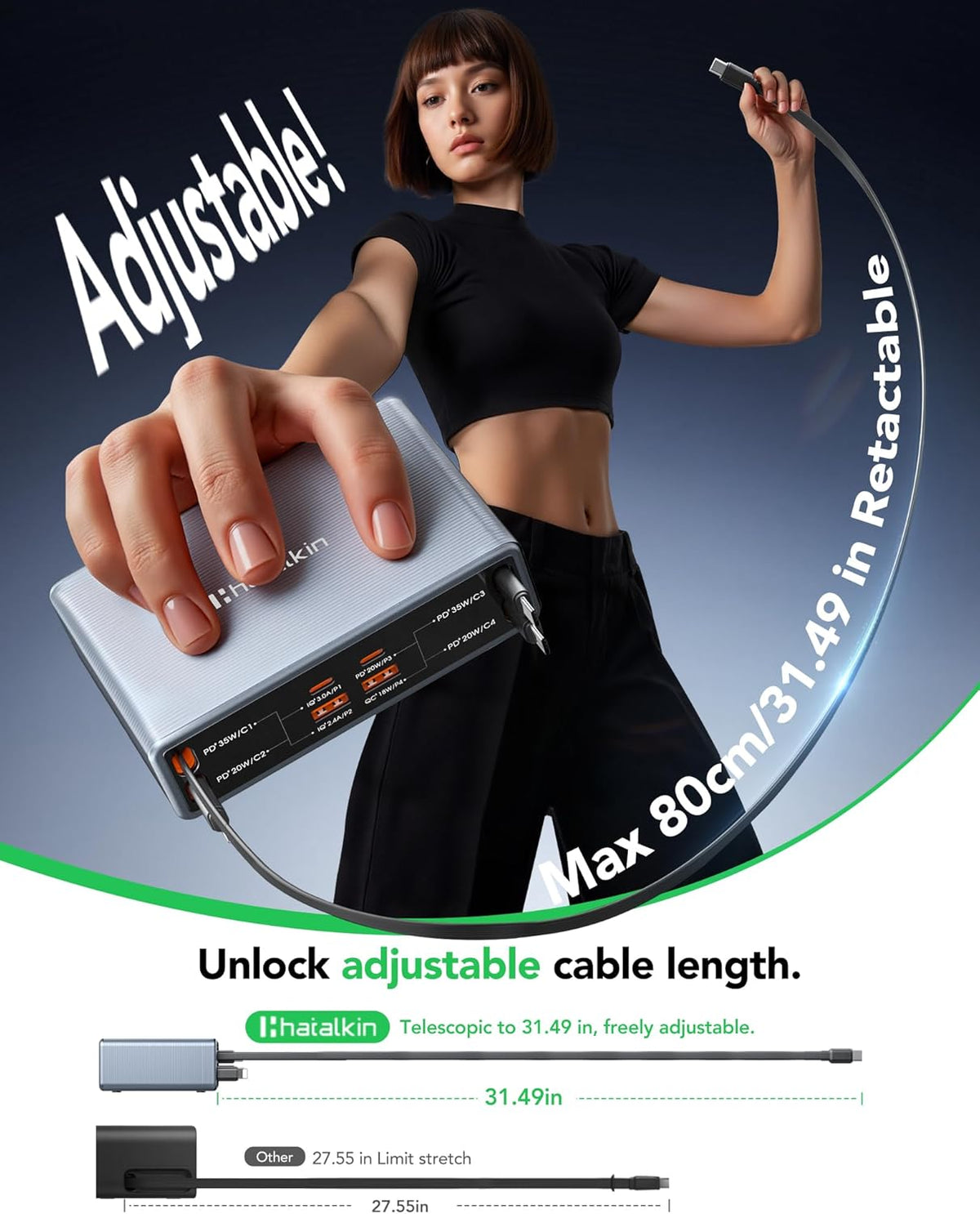 8-in-1 Retractable Charger for iPhone Duo/18 Pro Samsung Multiple Devices