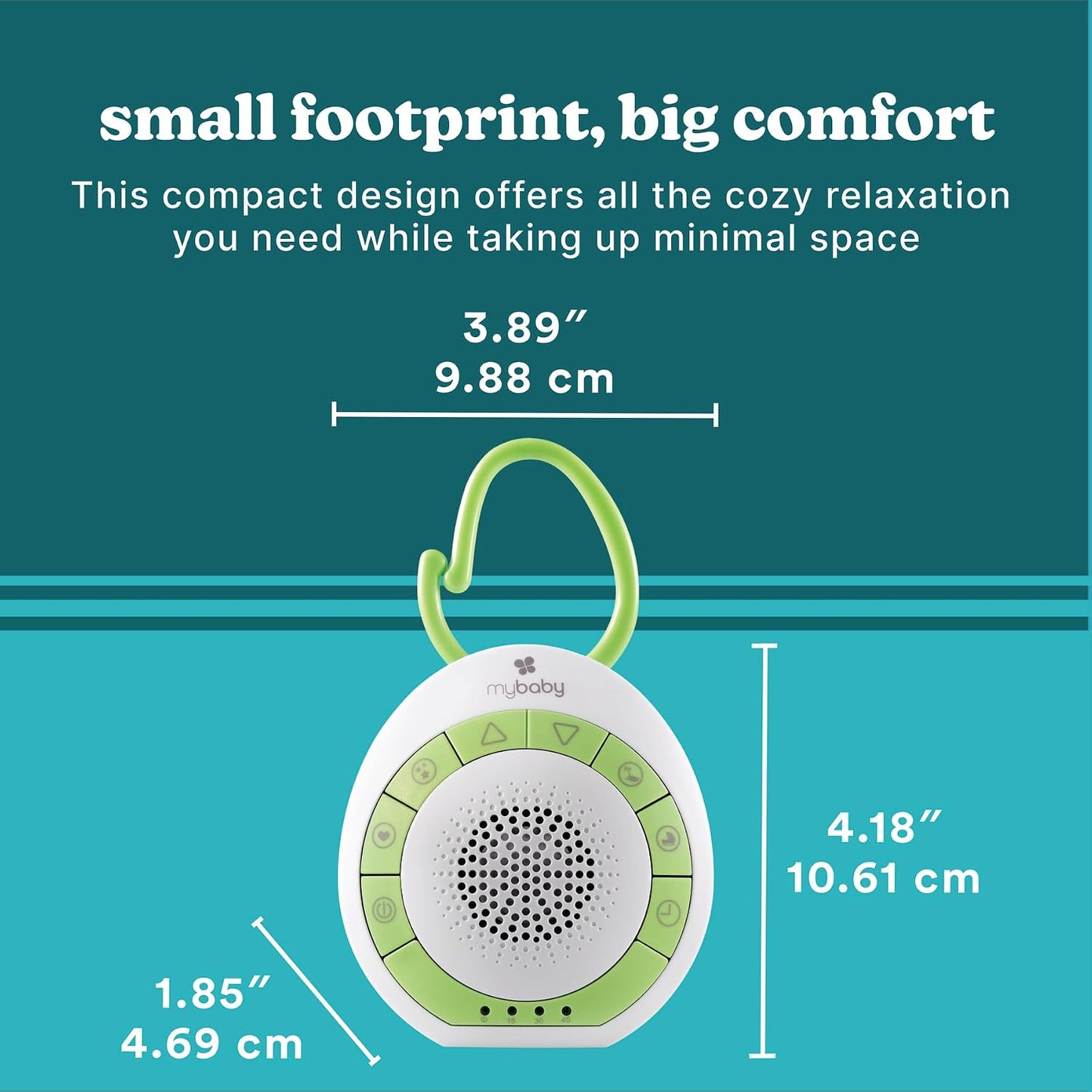 MyBaby Sound Machine, White Noise for Baby, Travel, Nursery and On The Go, 4 Soothing Sounds, Integrated Clip, Small and Lightweight, Great for Registry Gift