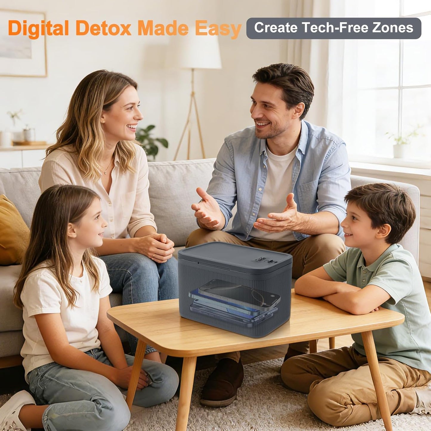 Lockable Storage Box, Small Lock Box with Combination Code for Phone/Medicine Safe/Food Home/Refrigerator/Office/Personal Items/Travel/Gift,9.25 x 5.04 x 3.62’’
