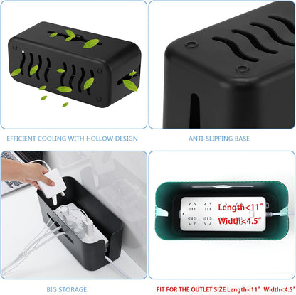 Cable Management Box,Cord Organizer for Home Office Cable Wire Hide,Black