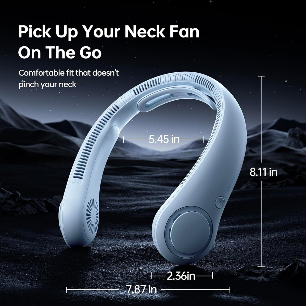 JISULIFE Portable Neck Fan Upgraded: Neckbrace Hands-Free, 5-Speed 5000 mAh