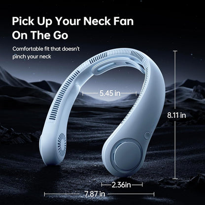 JISULIFE Portable Neck Fan Upgraded: Neckbrace Hands-Free, 5-Speed 5000 mAh