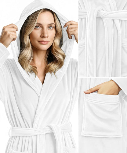 Premium Ultra Soft Robes for Women with Hood Plush Fleece Long Bathrobe