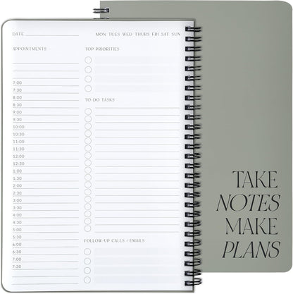 Beautiful Daily Planner And Notebook With Hourly Schedule - Aesthetic Spiral To do List Notepad to Easily Organize Your Work Tasks And Appointments - The Perfect Office Supplies For Women