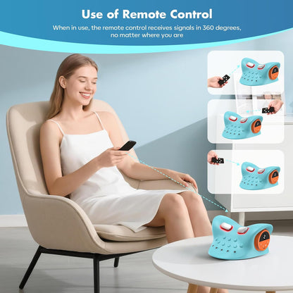 Neck Massager 2026,4-in-1 Neck & Shoulder Massager with Multi-Directional Stretch, Heating & Vibration, 360° Remote Control – Ergonomic for Home, Office,Car Travel