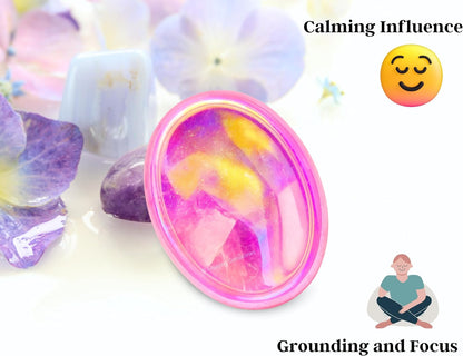 Amazing Gemstone Labradorite Thumb Worry Stone, Anxiety Stone, Healing Crystals - Piedra Crystal Fidget for Gift, Meditation, Calming, Relaxation, Stress Relief - Colors B
