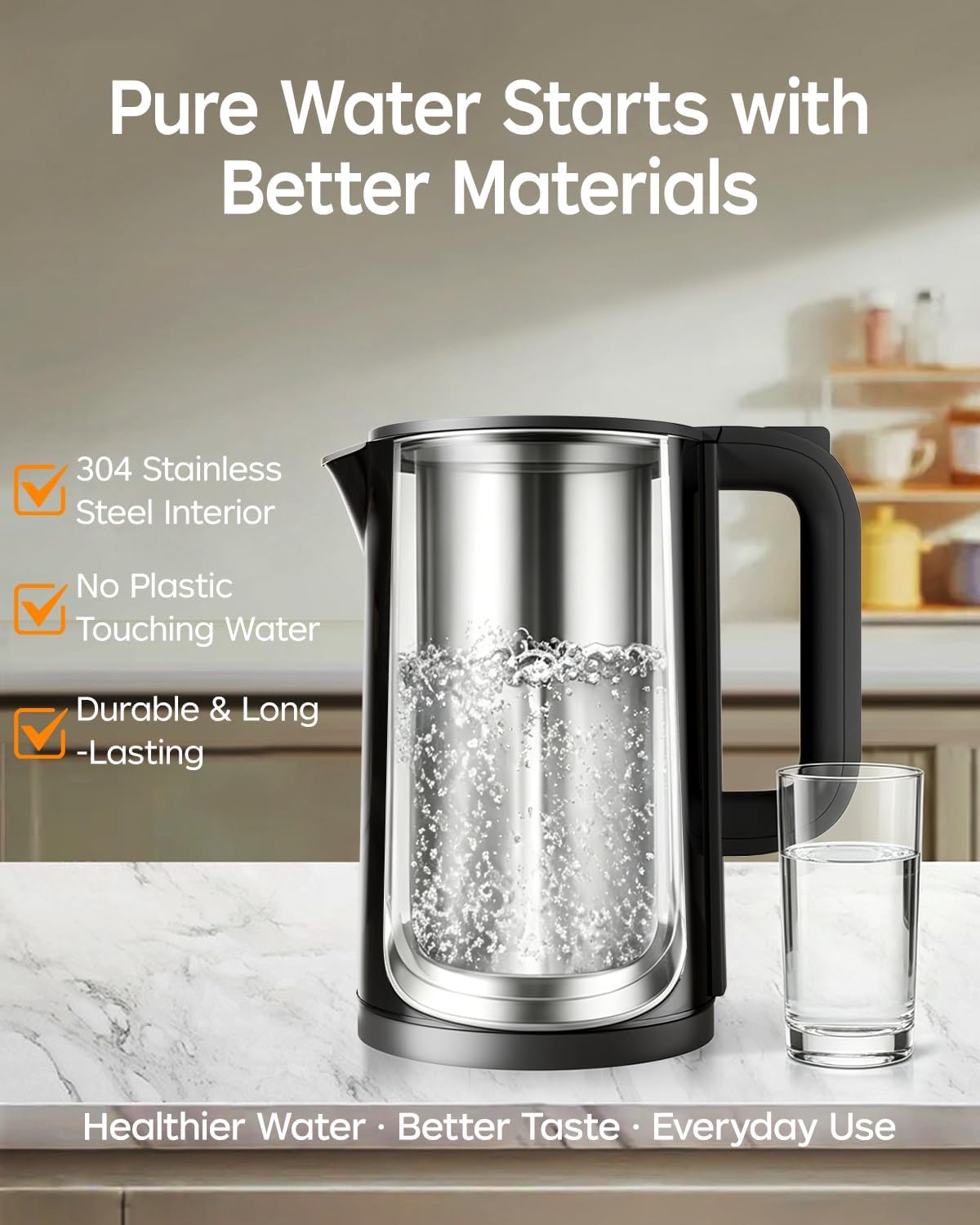 Electric Kettle with Temperature Control, 1.7L Hot Water Kettle for Tea, Coffee & Daily Use, 5 Presets, 2H Keep Warm, Stainless Steel Interior, Auto Shut-Off, Cordless Electric Tea Kettle, Blue