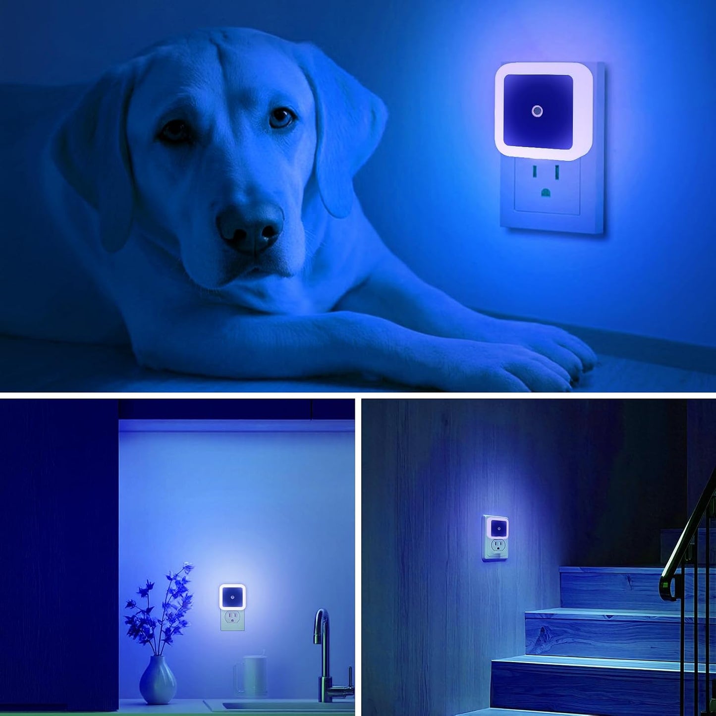 KINUR 6 Pack Night Light, LED Night Lights Plug into Wall with Dusk to Dawn sensors, Plug in Night Lights for Kids Room, Bedroom, Bathroom, Baby Nursery,Stair Lights, Hallway Light, Amber Color