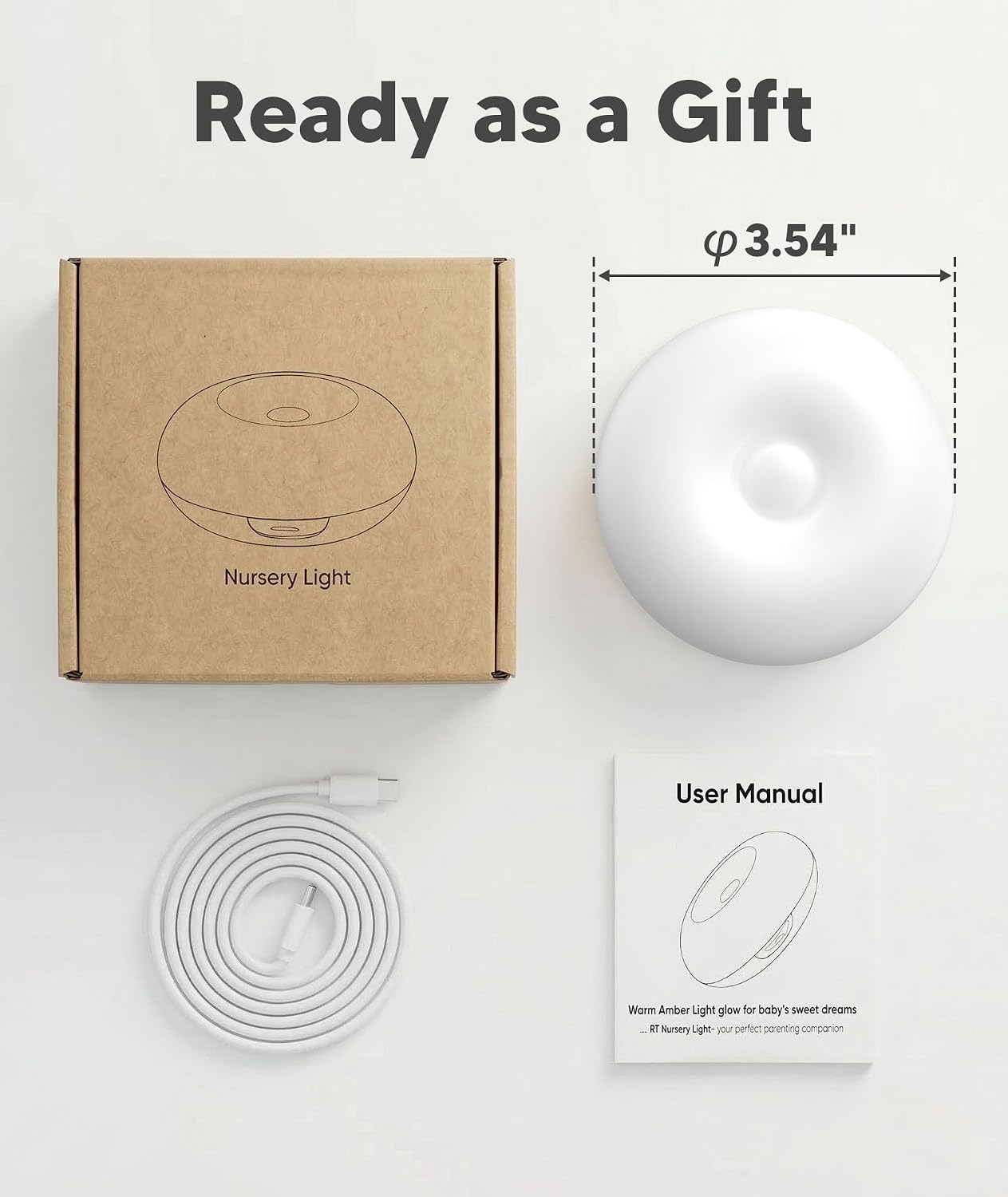 Baby Night Light for Nursery, 1800K Amber No Blue Light for Breastfeeding & Diaper Changes, Dimmable Silicone Egg Lamp with Flip Control, Brightness Memory, Child Lock, USB-C Rechargeable Nightlight