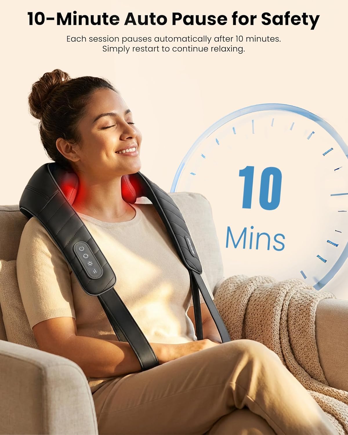COMFIER Cordless Neck and Shoulder Massager with Heat, Wearable 4D Shiatsu Deep Tissue Kneading for Desk Workers and Drivers, Hands-Free Straps, FSA Eligible HSA Gift