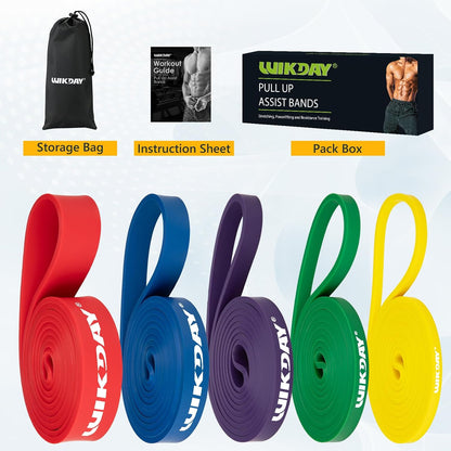 WIKDAY Resistance Bands for Working Out, Exercise Bands, Workout Bands, Pull Up Assistance Bands for Body Stretching Training Physical Therapy Muscle Training for Men & Women